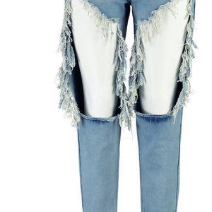 Boohoo Plus Scarlett Extreme Rip Mom Jeans Blue Size 14 NWT